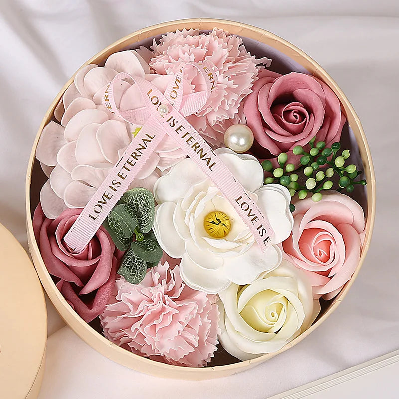 Soap Flower Box Floral Scented Bath Soap Rose Flower Petals Plant Essential Oil Flower Soap Set Mother Lover Birthday Gift Box