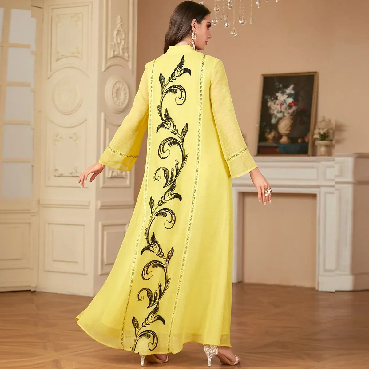 Muslim Women Embroidery Dress Patchwork Vestidos Ramadan Eid Long Robe Morocco Kaftan Dubai Abayas Party Dresses Jalabiya 2025