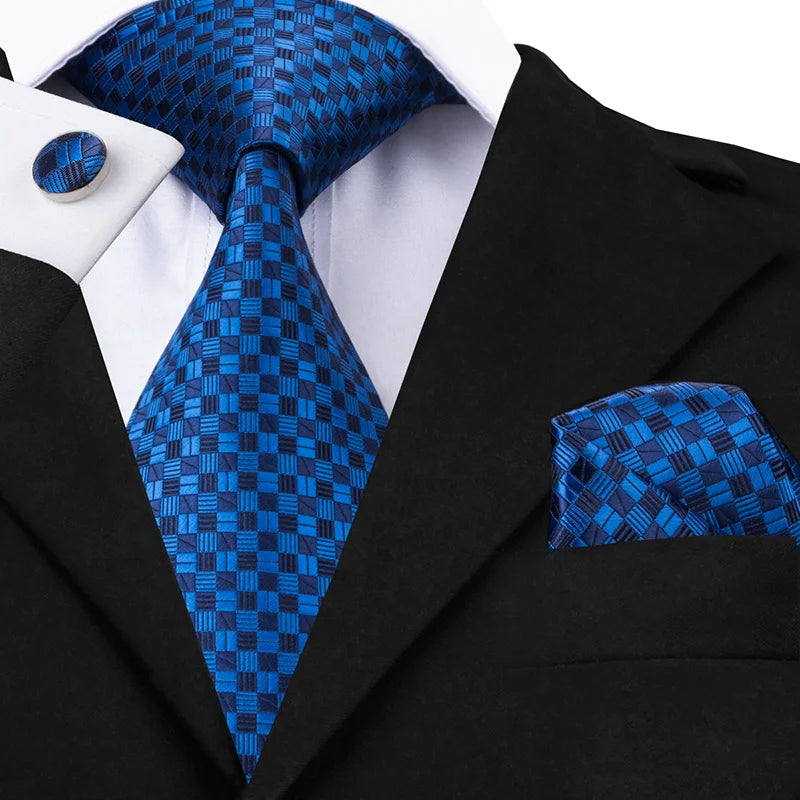 Hi-Tie New Clasic Grey Tie for Men Silk Fabric Jacquard Woven Tie Hanky Cufflinks Set for Men Designer Fashion Silk Ties SN-1466