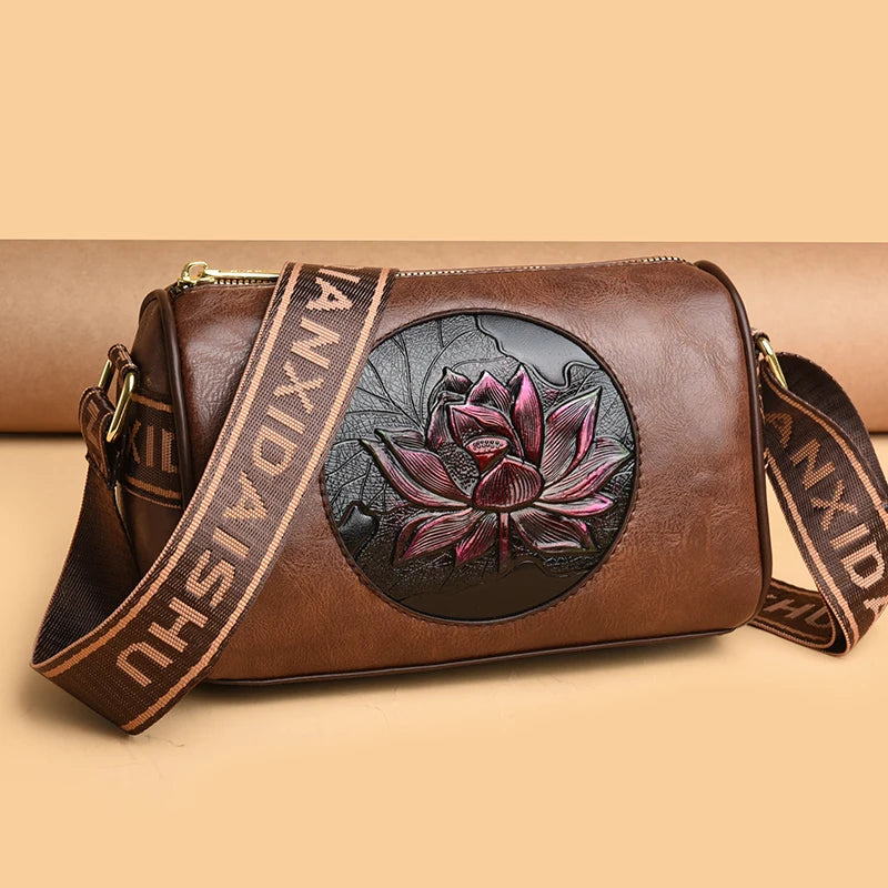 Casual Women Handbag Soft Leather Shoulder Crossbody Bags for Women 2024 New Fashion Print Ladies Messenger Tote Bag