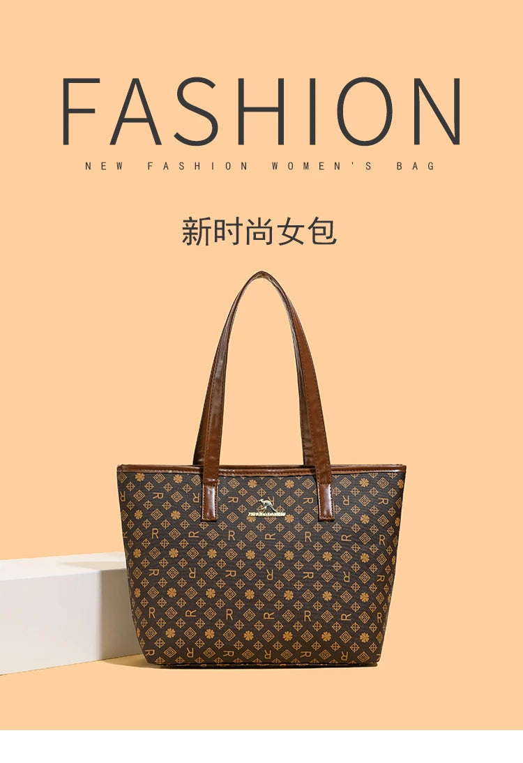 New women's cross-border fashion handbag, large-capacity shoulder bag, versatile and classic tote for commuting