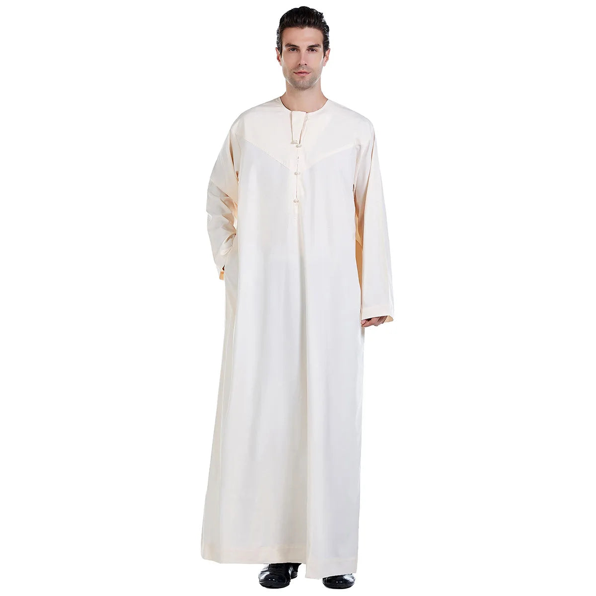Men Abaya Solid Muslim Long Sleeve Button Dress Pakistan Islam Clothing Jubba Thobe Saudi Arabia Kleding Kaftan Oman Qamis Homme
