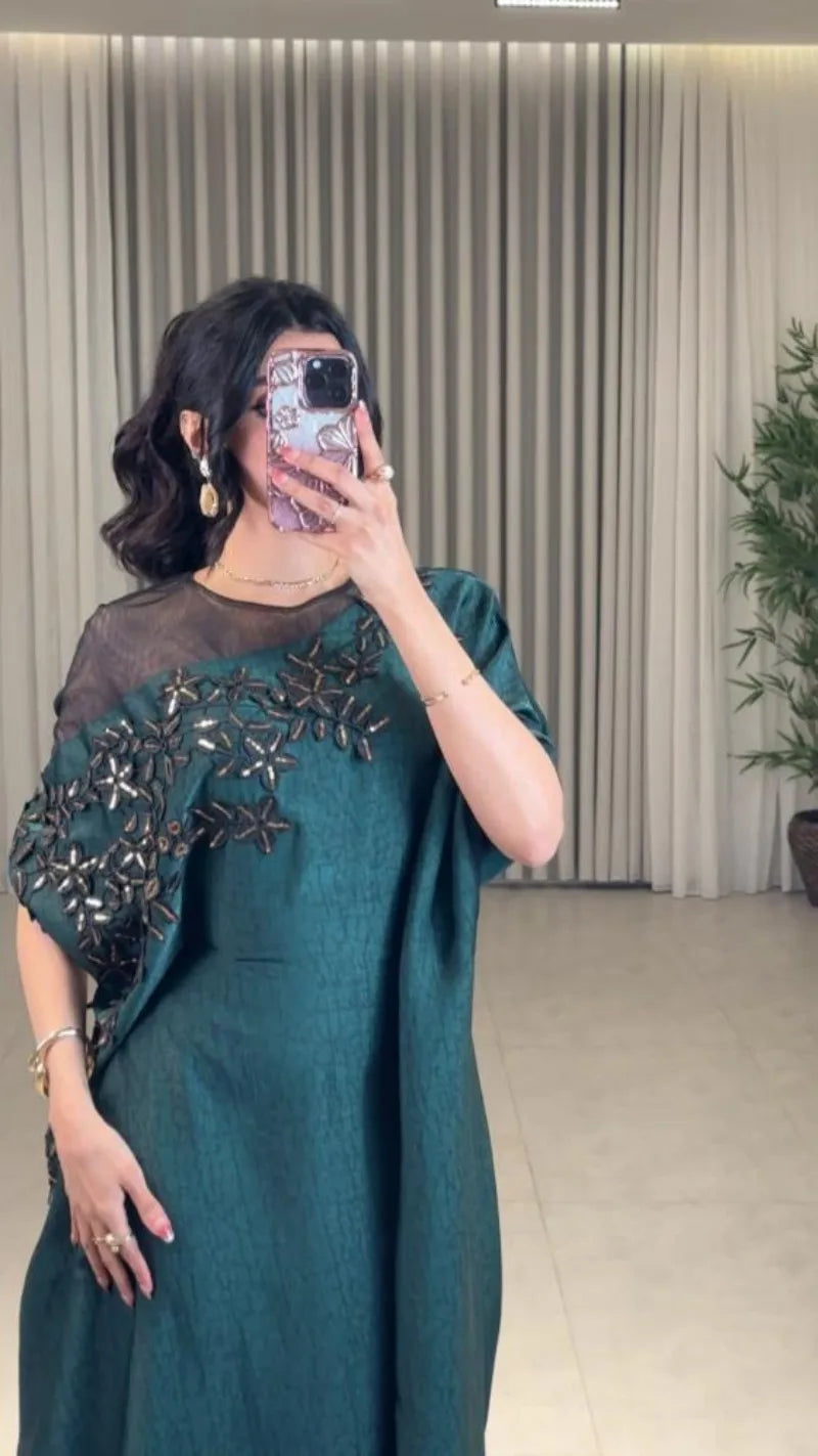 Abaya for Women Floral Lace Ethnic Moroccan Dress Muslim Dubai Attire Islamic Clothes Wedding Eid Ramadan Jalabiya