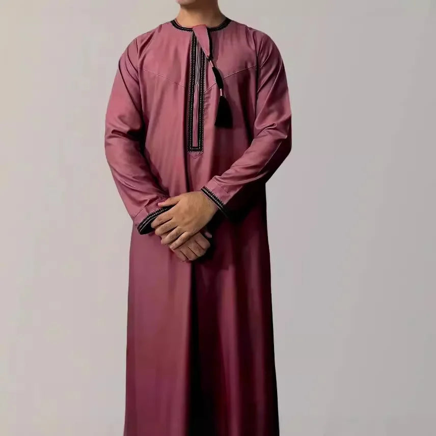 Eid Ramadan Muslim Fashion Abayas for Men Long Sleeve Dress Robes Embroidered Jubba Thobe Dubai Arab Saudi Kaftan Islam Clothing