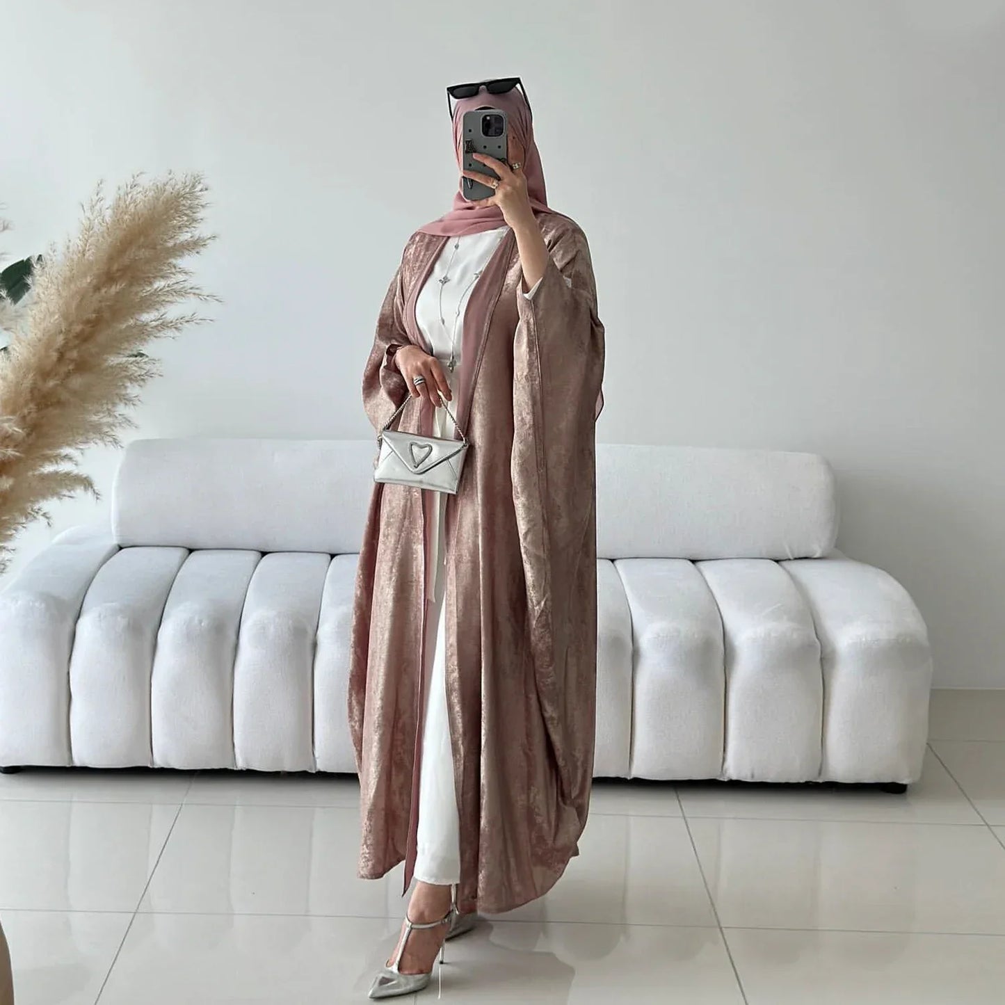 2025 Fashion Elegant Dubai Turkish Abaya Muslim's Women Inner Under Dress Abayas Open Front Cardigan