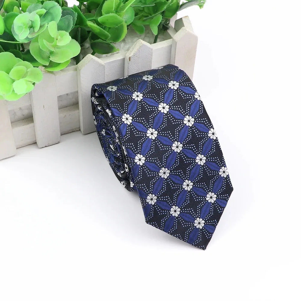 Men's 6cm Elegant Jacquard Weave Tie Vintage Embroidery Flower Rendering Pattern Necktie Business Wedding Party Accessories Gift