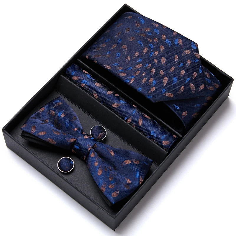 Tie For Men Formal Dress Tuxedo NeckTie Handkerchief Bow Tie Set PlaisyParty Groom Wedding Butterfly Bowtie In Box