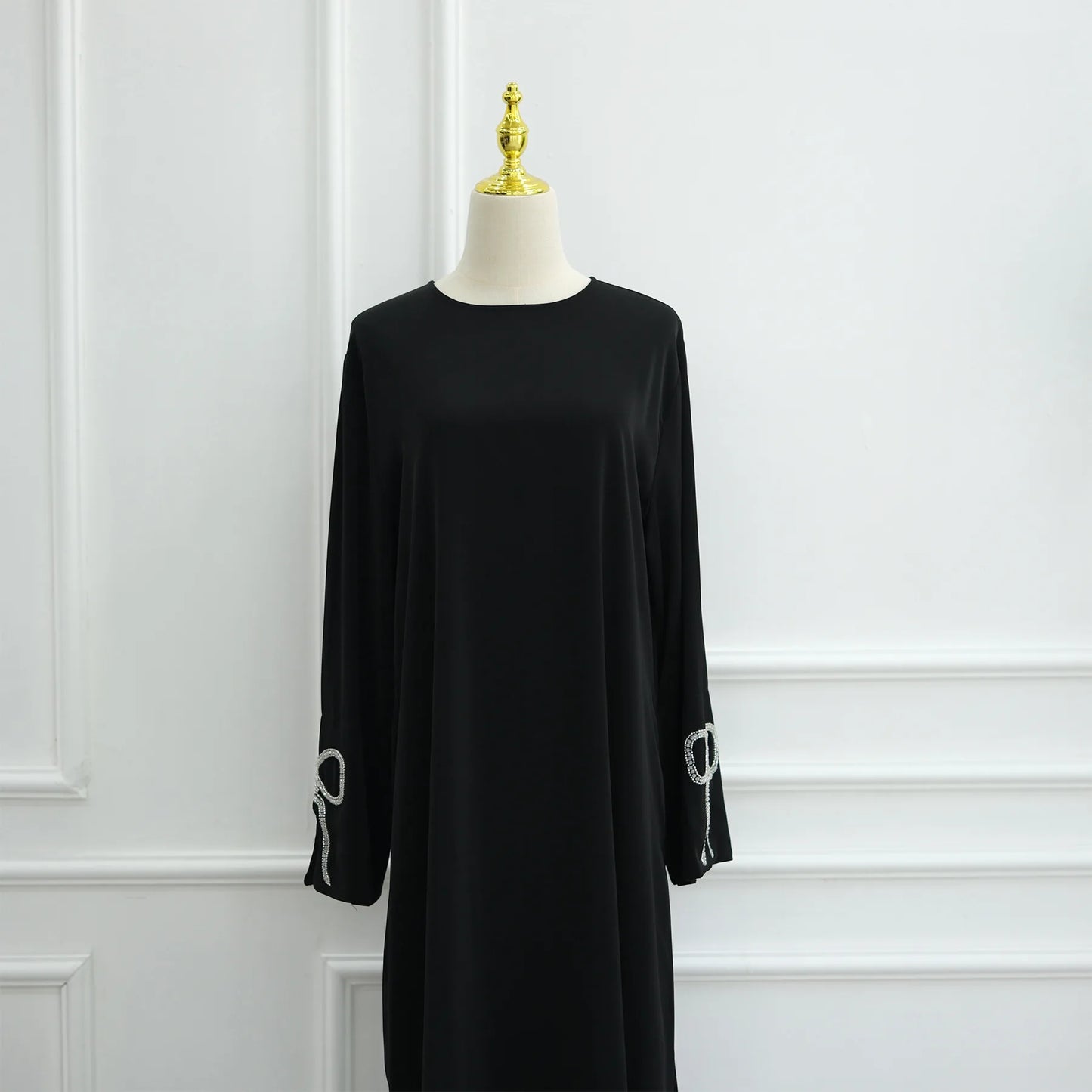 Women Eid Dress Diamond Bow Muslim Abaya Kaftan Arab Long Robe Vestidos Largos Morocco Long Robe Elegant Party Dresses Caftan