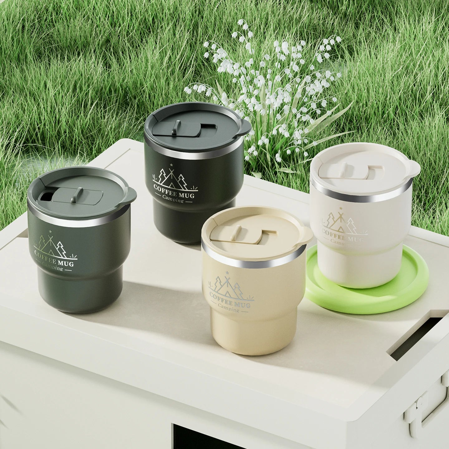 400ML Double Wall Insulated Mug 304 Stainless Steel Milk Coffee Cup Portable Sealed Cold And Hot Water Cup Tumbler With Handle