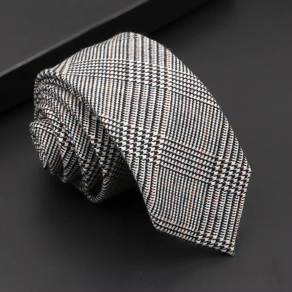 Classic Mens Solid Cotton Handmade 6cm Ties Striped Narrow Collar Slim Necktie Black Red Blue Formal Business Wedding Tie Gift