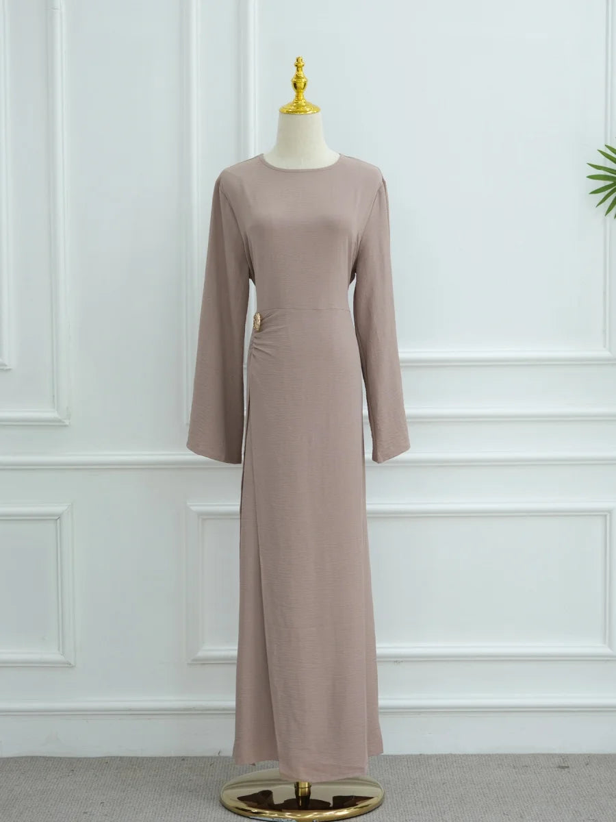 Muslim Women Arabic Dubai Abaya Solid Drawstring Long Dress Modest Ramadan Kaftan Robe Femme musulmane Islam Clothing Kebaya