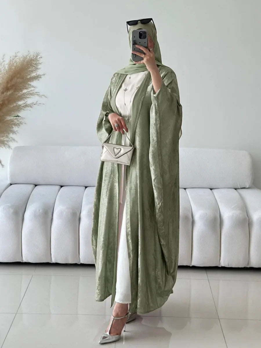 Eid Sliky Abaya Muslim Party Dress Women Ramadan Abaya Bat Sleeve Belt Morocco Kaftan Vestidos Largos Dubai Robe Jalabiya 2026