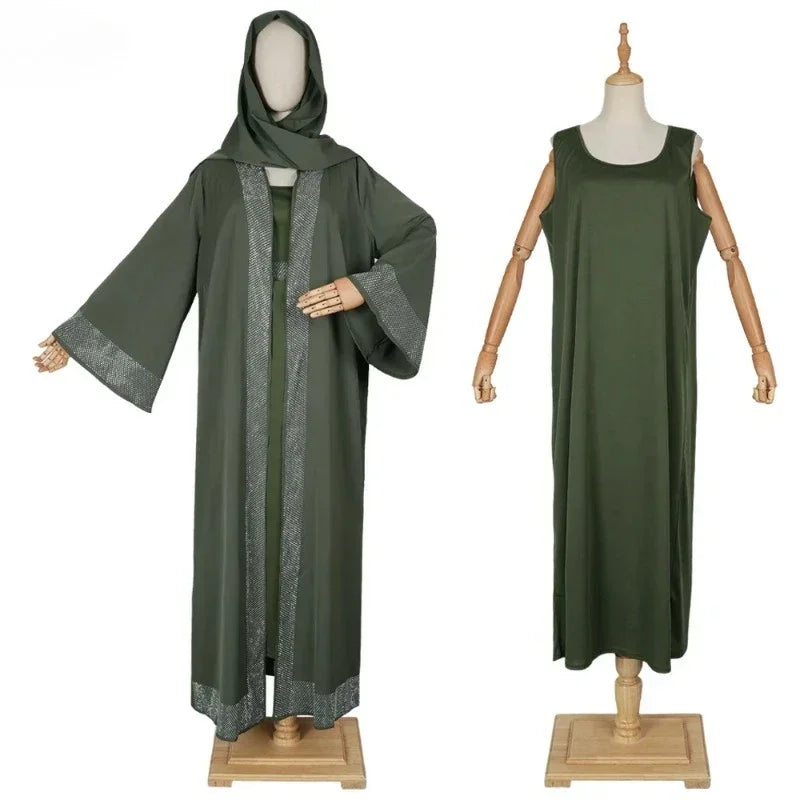 Muslim Modest Women Dress Jalabiya Eid Ramadan Arabic Long Robe Dubai Islam Morocco Kaftan Abayas Cardigan Dresses Outfits