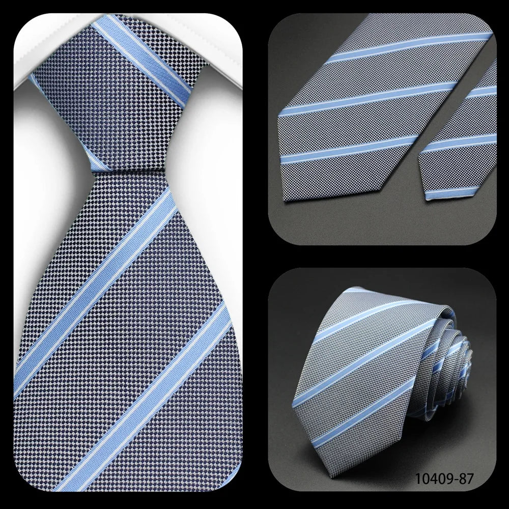 Tie Gravatas Fashion Wholesale Woven Striped Necktie Wedding Accessories Blue Man Fit Group Party Office Neck Ties