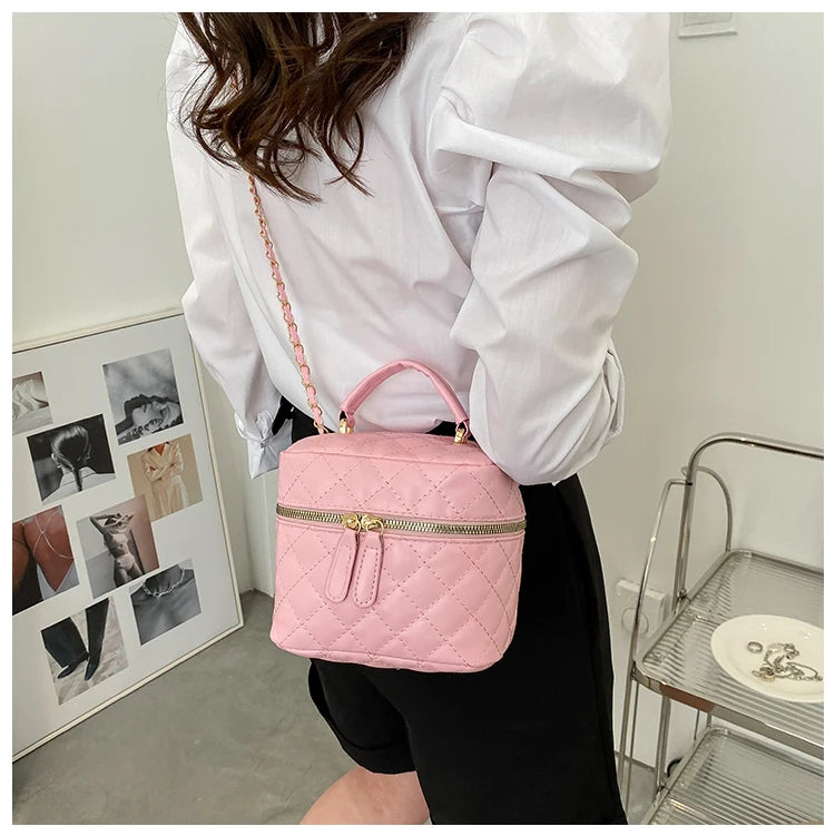 Trendy  Buet Handbag Women's Crossbody Bag Luxury Feel Small  Design Handbag Soft PU Leather Zipper Closure Casual