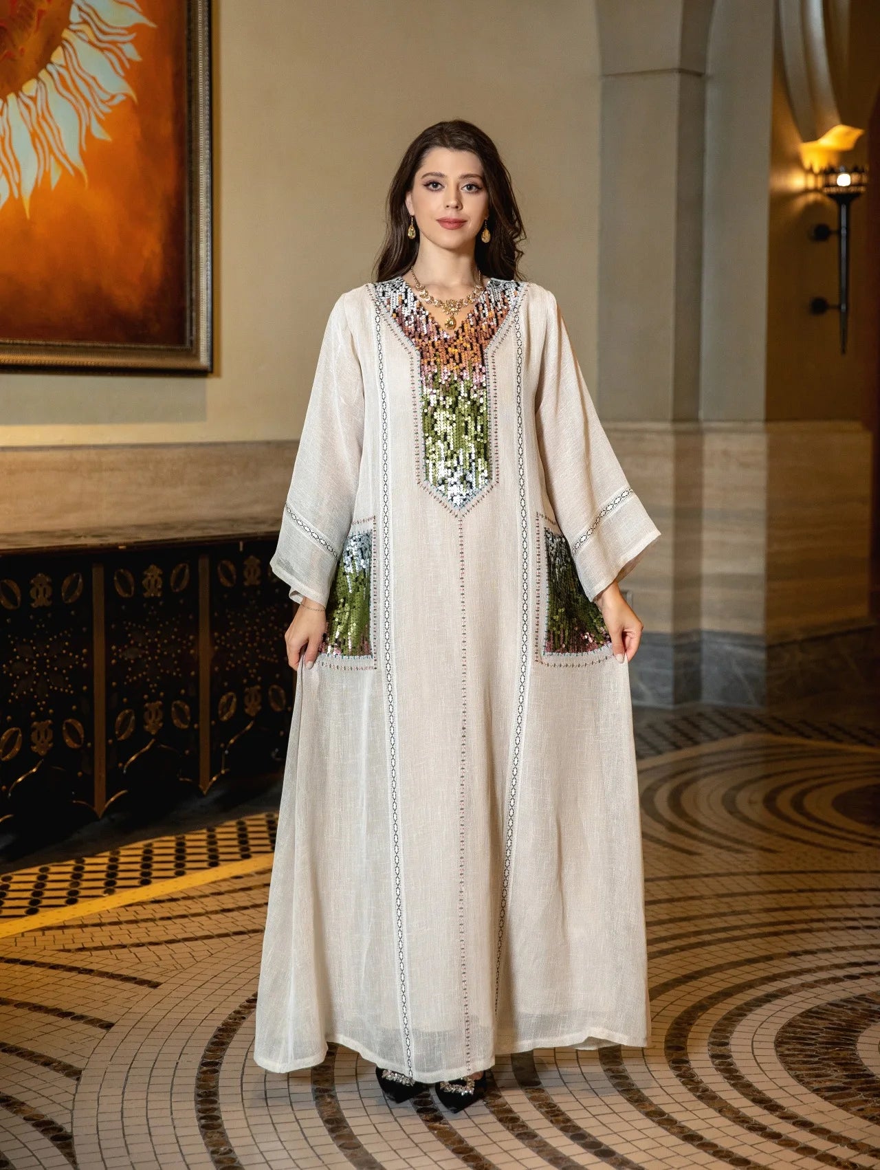 Eid Muslim Party Dress for Women Abaya Sequins Maxi Evening Long Dresses Jalabiya Morocco Dubai Abayas Kaftan Vestidos Long Robe