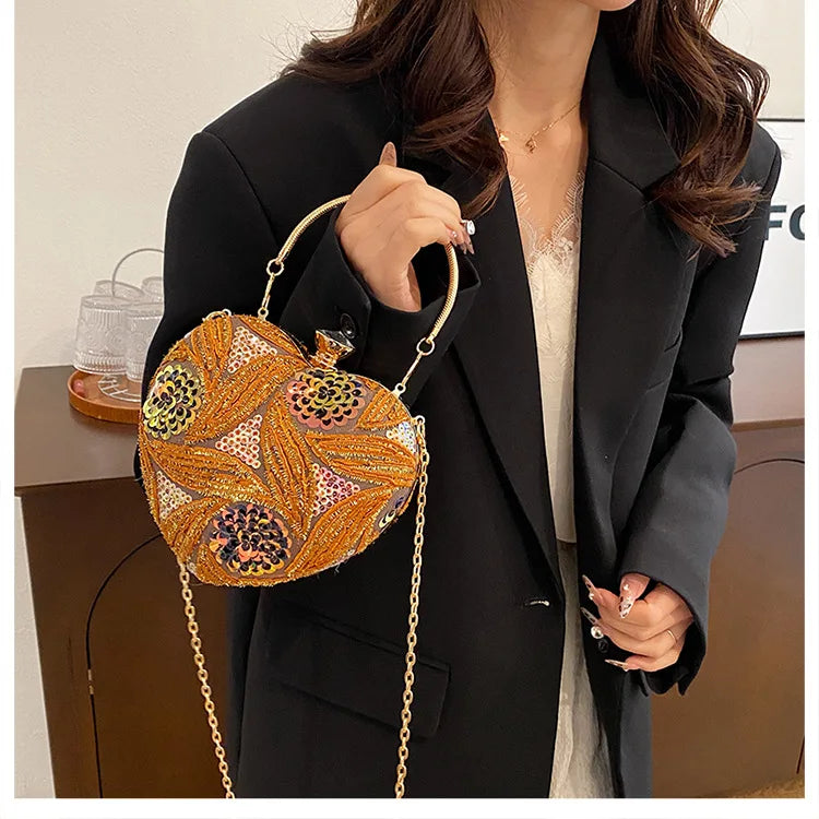 Women's Handbag2025New European and American fashion sequin shoulder baginsInternet Celebrity Retro Handheld Evening Bag