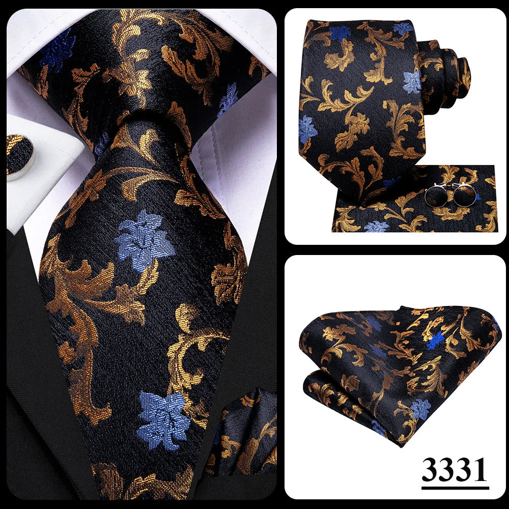 Hi-Tie Blue Business Solid Silk Men's Tie NeckTie 8.5cm Ties for Men Formal Luxury Wedding High Quality Gravata