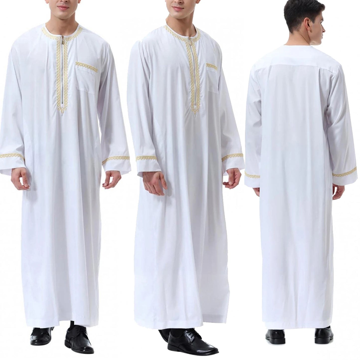 Muslim Men Jubba Thobe Print Zipper Kimono Long Robe Saudi Islamic Musulman Wear Clothing Abaya Caftan Islam Dubai Arab Dress