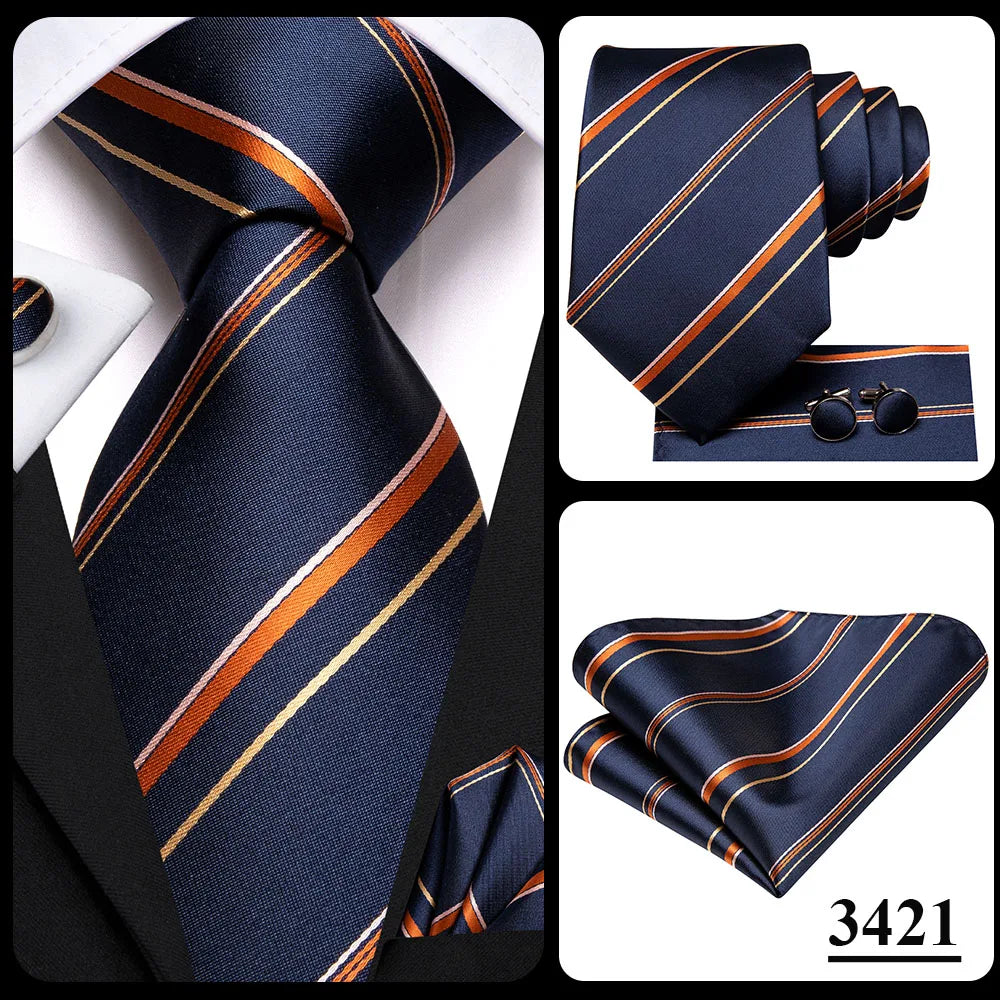 Hi-Tie 100% Silk Luxury Mens Ties Floral Black Gold Ties Paisley NeckTie Pocket Square Cufflinks Set Men's Wedding Party Tie