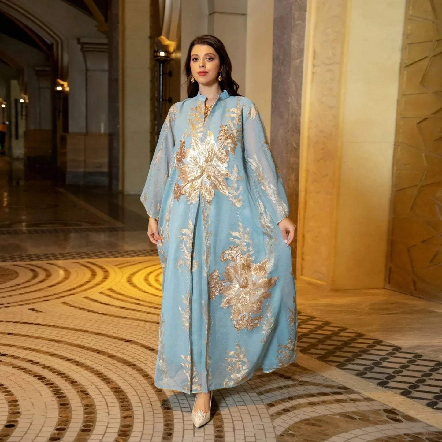 Elegant Muslim Dress Dubai Turkey Robes Islam Saudi Arabia Long Evening Dress Abaya for Women Light Luxury Party Dress Vestidos
