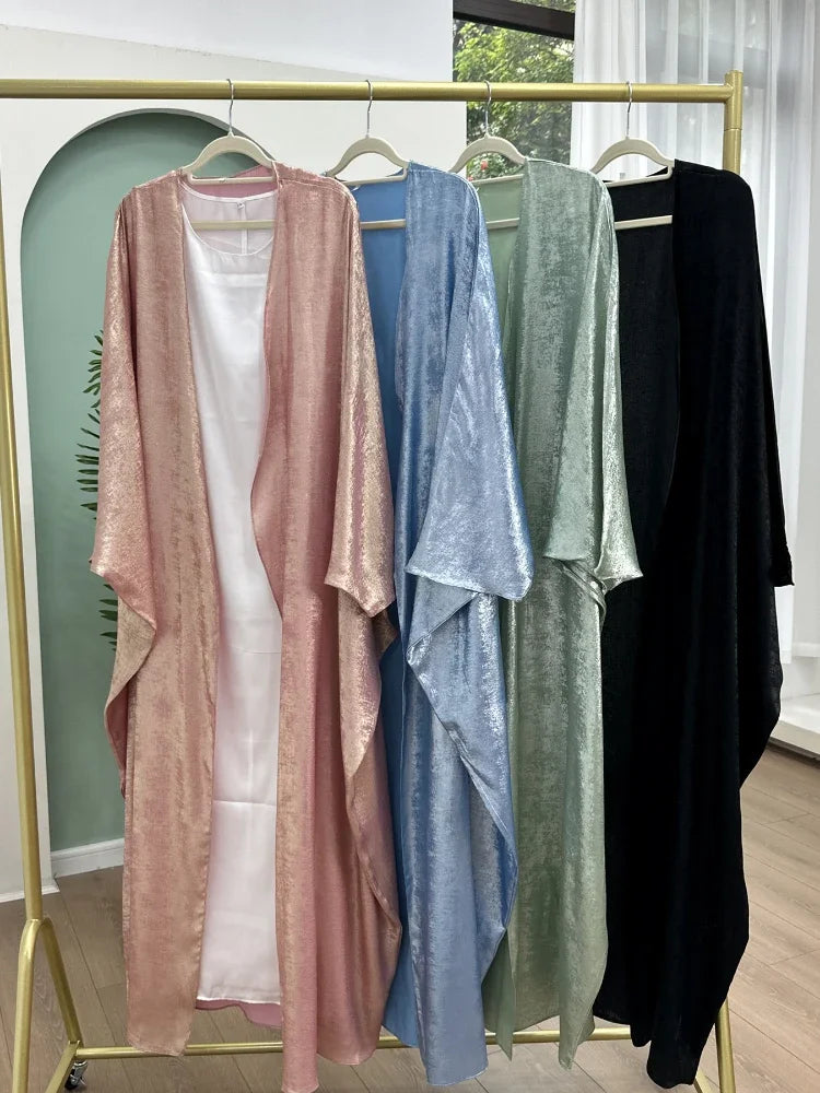 Eid Sliky Abaya Muslim Party Dress Women Ramadan Abaya Bat Sleeve Belt Morocco Kaftan Vestidos Largos Dubai Robe Jalabiya 2026