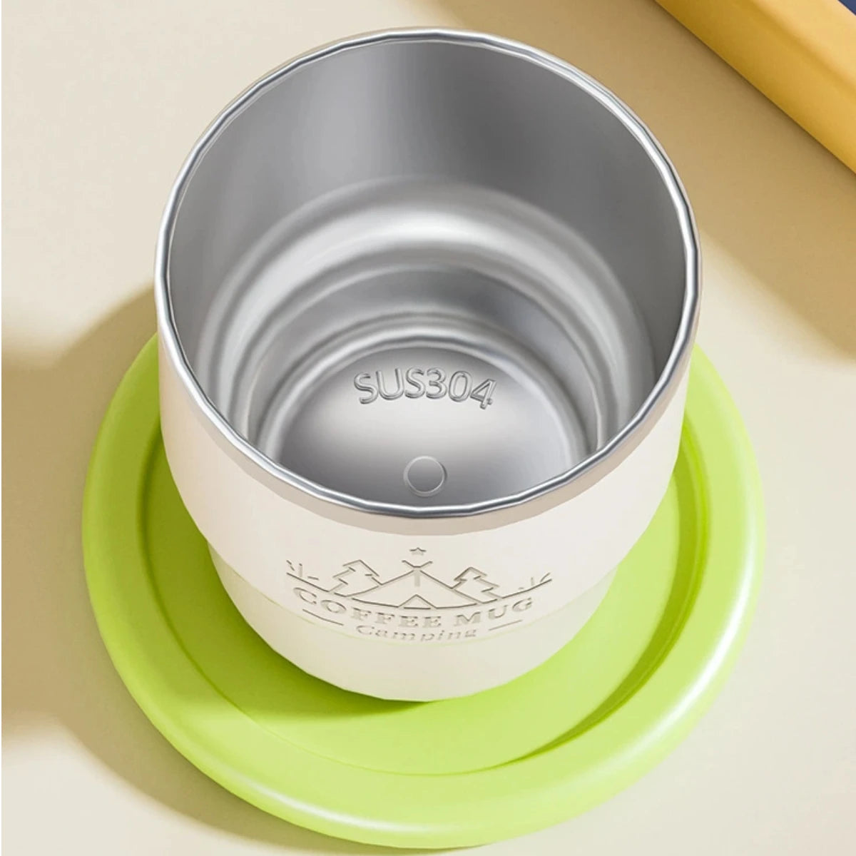 400ML Double Wall Insulated Mug 304 Stainless Steel Milk Coffee Cup Portable Sealed Cold And Hot Water Cup Tumbler With Handle