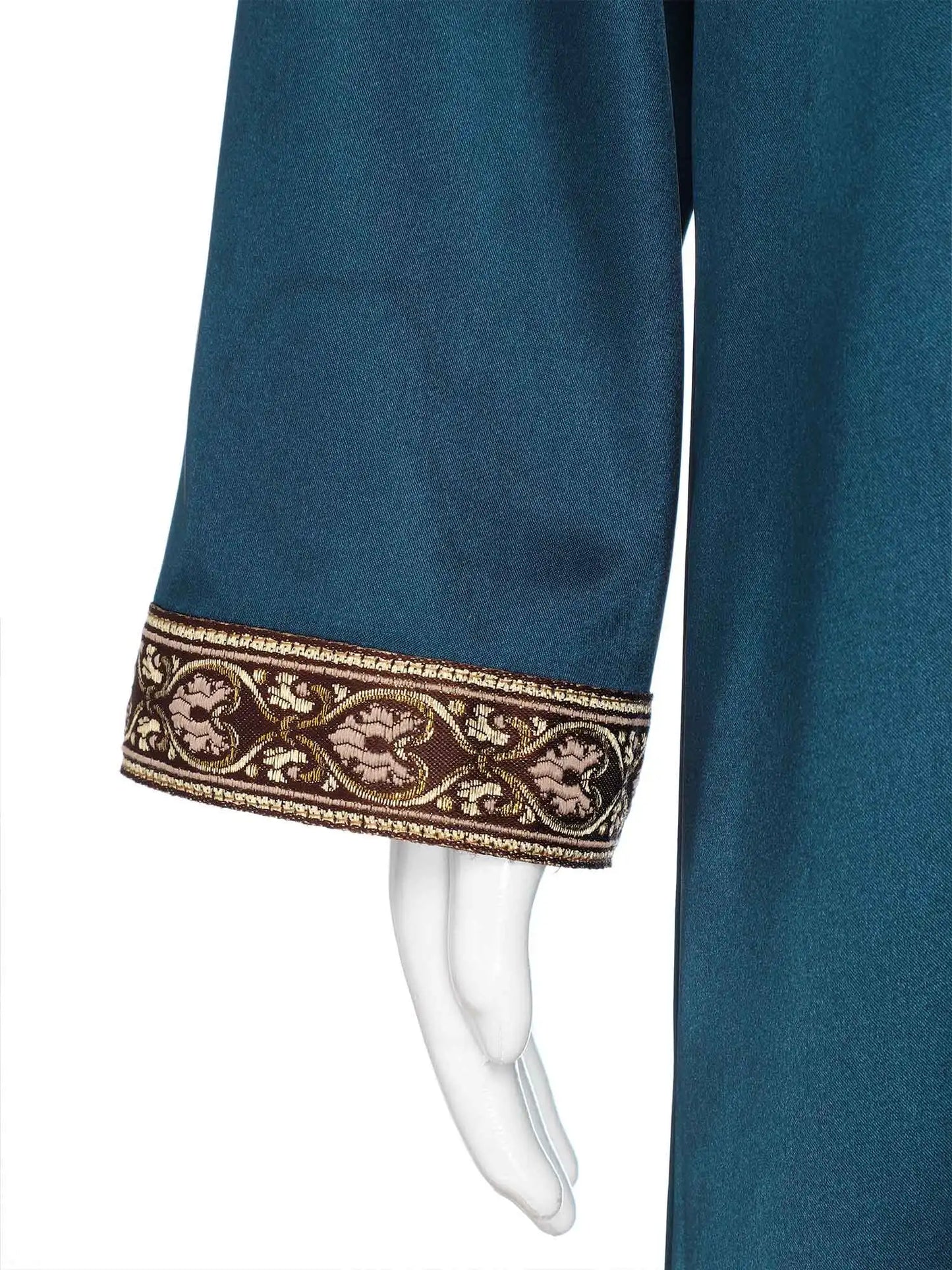 Boys Gold Embroidery Maxi Muslim Thobe Kaftans Arab Gown Islamic Robe Cosplay Long Sleeves Coats Festival Holiday Costume