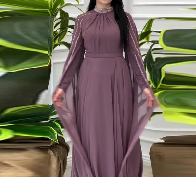 Women's Light Luxury High-End Fashion Rhinestone Evening Dress Temperament New Fashion Women Elegant High Waist Party Dresses