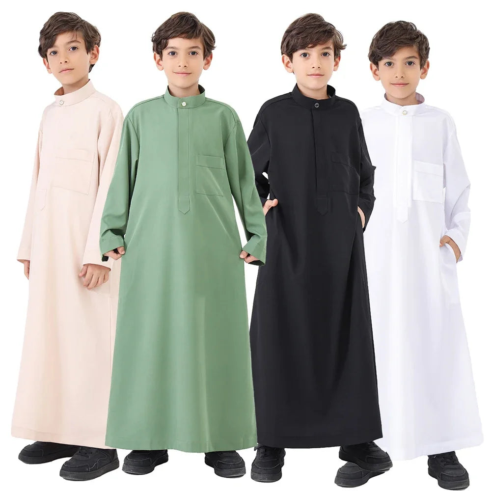 Muslim Kids Boys Jubba Thobe Robe Turkey Arabic Islam Dubai Abayas For Prayer Clothes Djellaba Robe Musulmane Hombre