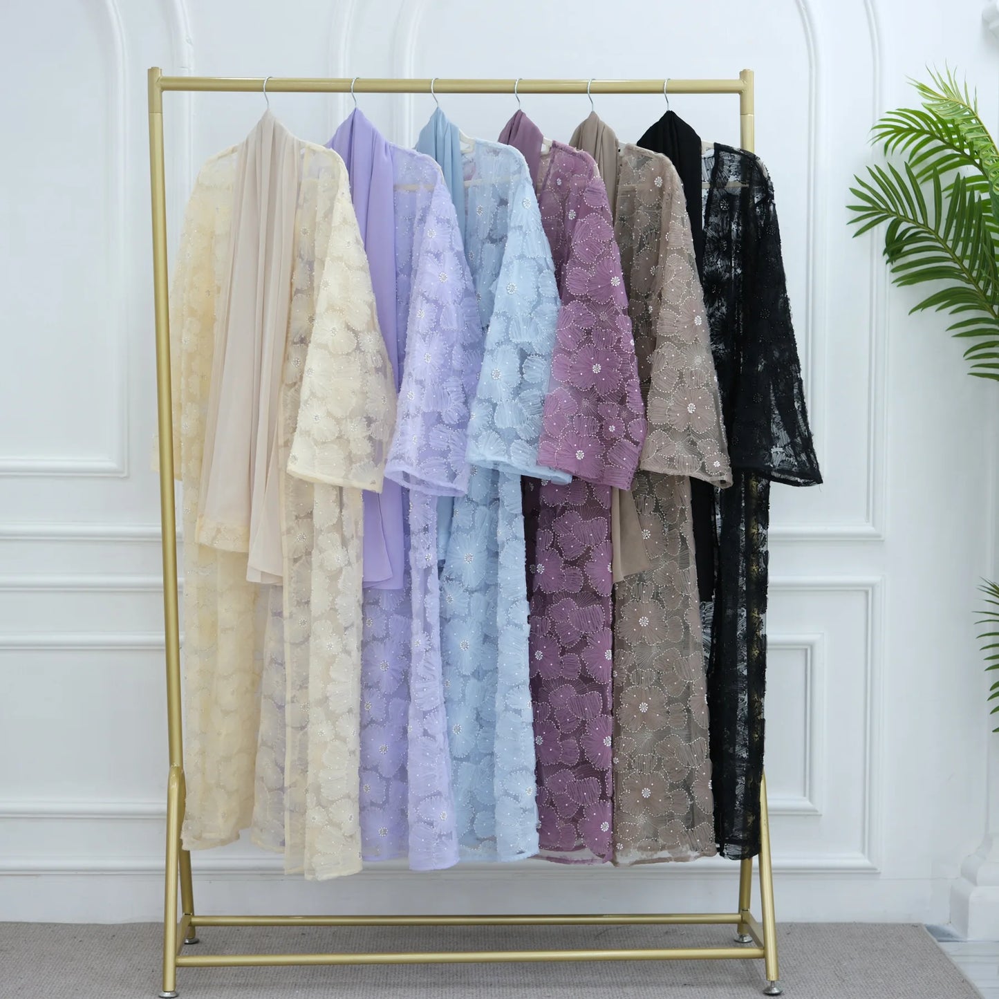 Eid Women Abaya Muslim Cardigan Dress Beading Flower Jalabiya Ramadan Vestidos Largos Islam Arab Long Robe Morocco Kaftan 2026