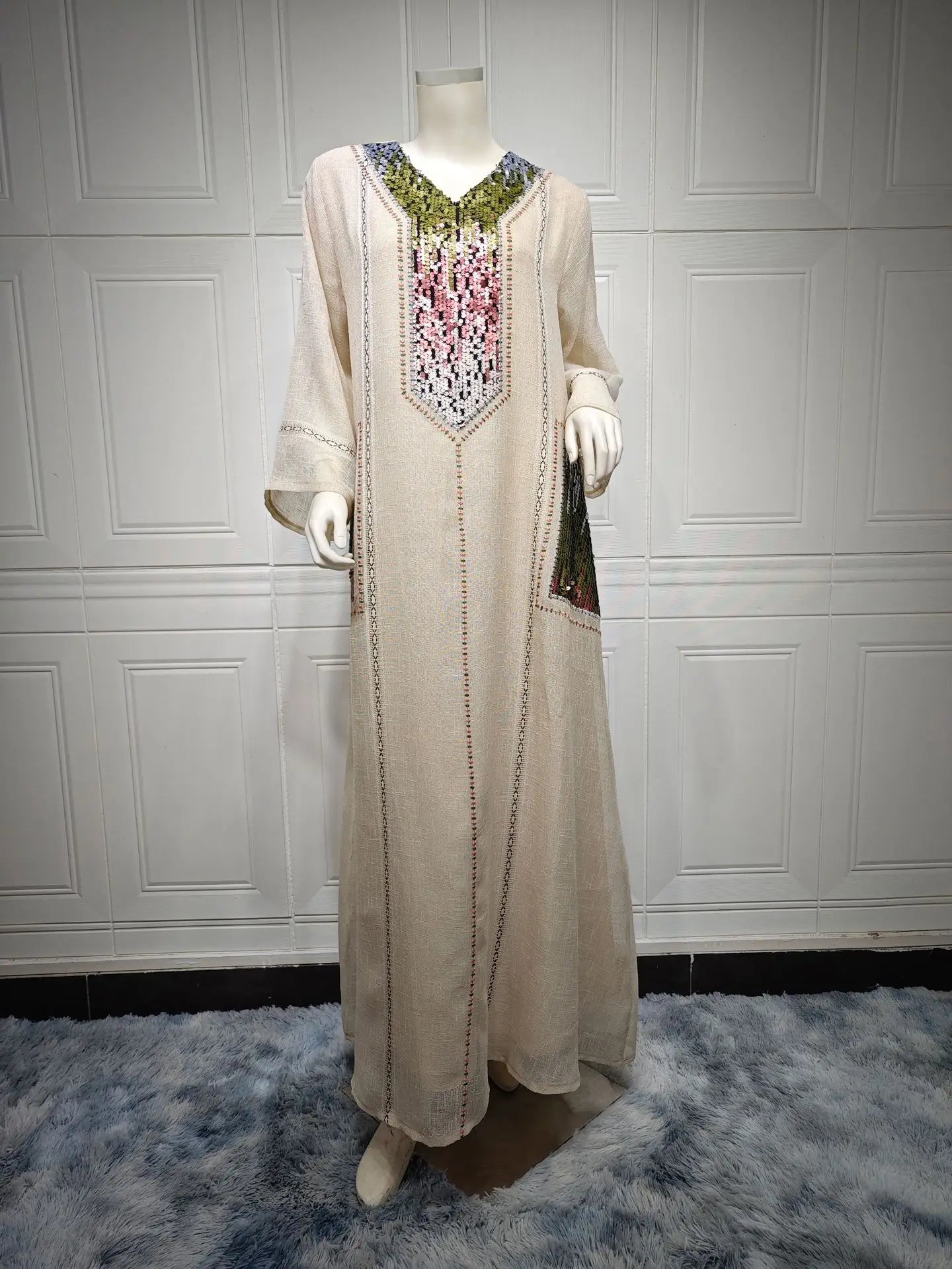 Eid Muslim Party Dress for Women Abaya Sequins Maxi Evening Long Dresses Jalabiya Morocco Dubai Abayas Kaftan Vestidos Long Robe