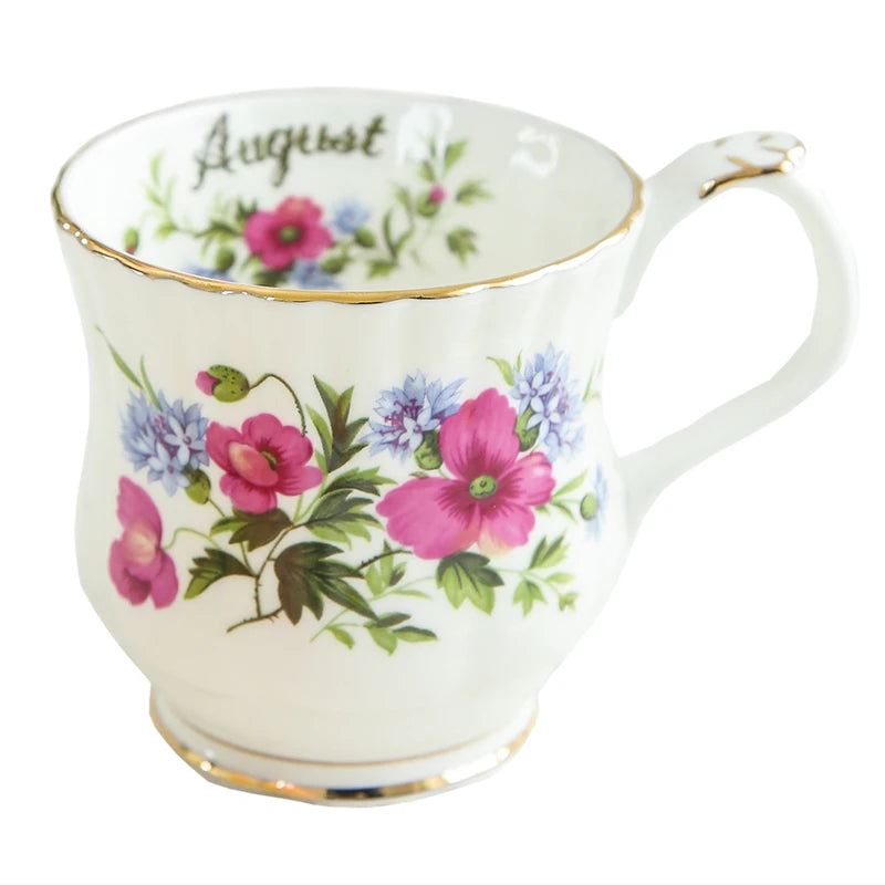 Retro Coffee Mug Ceramic Exquisite Seasonal Flower Printed Couple Cup Bone China Creative Gift Home Drinkware Breakfast Milk Mug