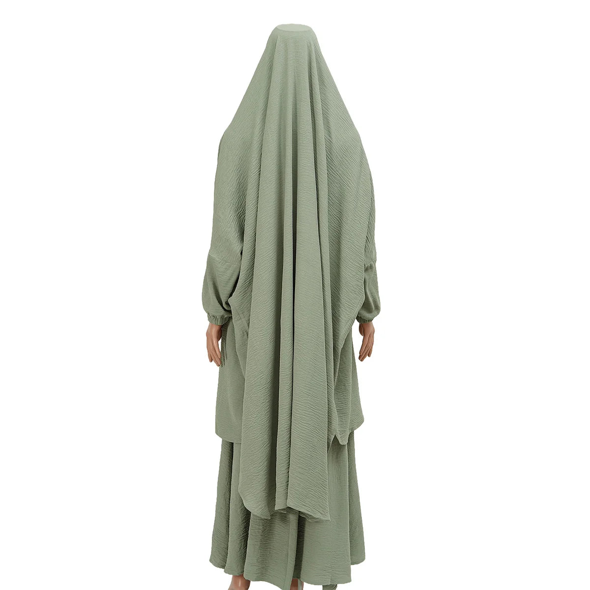 Two Piece Abaya for Woman Jilbab Prayer Set Batwing Hijab Dress Muslim Kimono Kaftan Robe Long Khimar Islam Cloth Jilbab Ramadan