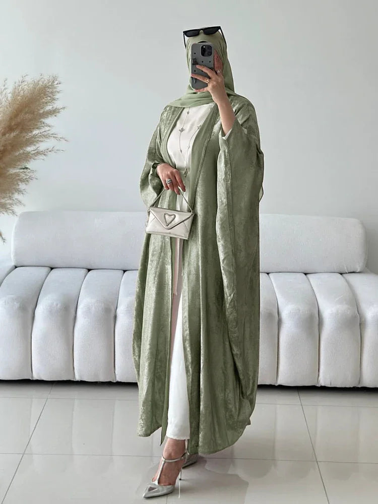 Eid Sliky Abaya Muslim Party Dress Women Ramadan Abaya Bat Sleeve Belt Morocco Kaftan Vestidos Largos Dubai Robe Jalabiya 2026