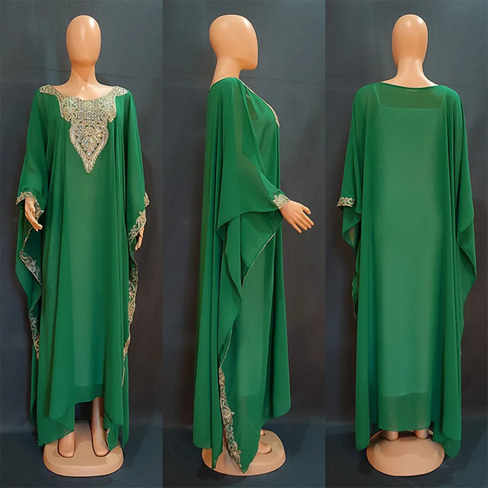 Ramadan Muslim Kaftan Abaya Dress Women Dubai Elegant Gowns Outfits African Chiffon Maxi Dress Boubou Robe Djellaba Femme
