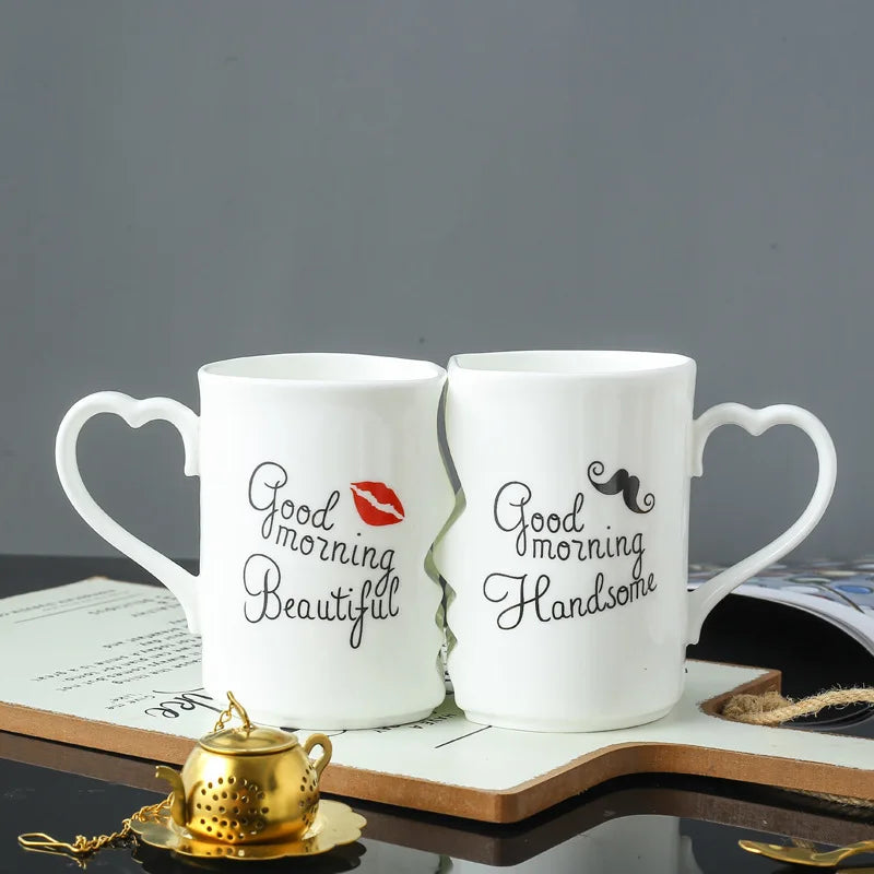 2Pcs/Set Couple Cup Ceramic Mugs Coffee Kiss Mug Creative tea cup Valentine's Day Wedding Birthday Gift