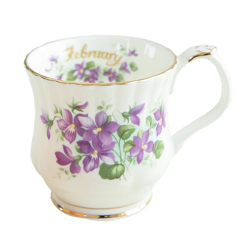 Retro Coffee Mug Ceramic Exquisite Seasonal Flower Printed Couple Cup Bone China Creative Gift Home Drinkware Breakfast Milk Mug