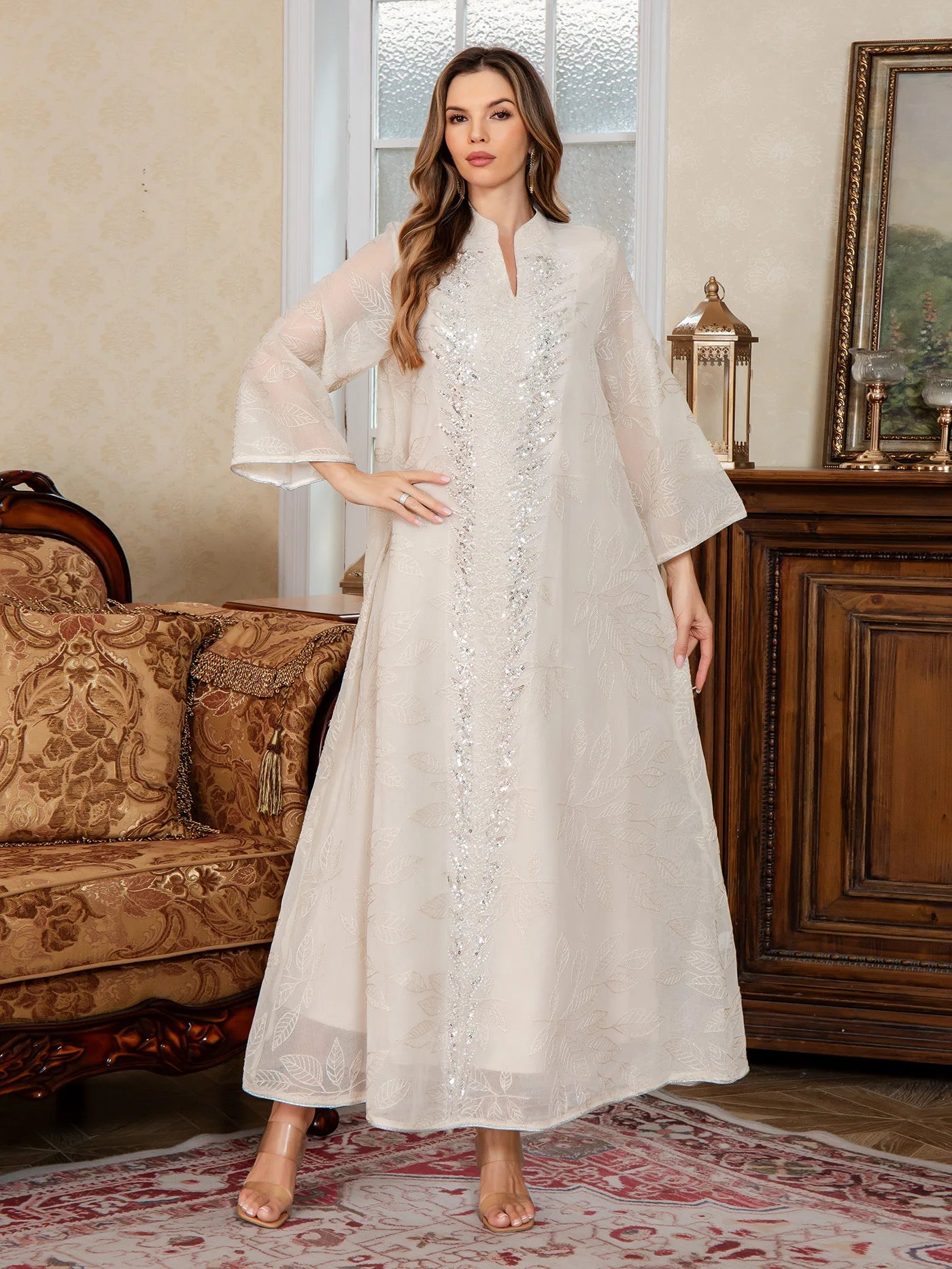 Women Dress Eid Muslim Abaya Party Dresses Sequins Ramadan Mesh Embroidery Jalabiya Dubai Abayas Kaftan Vestidos Arab Long Robe
