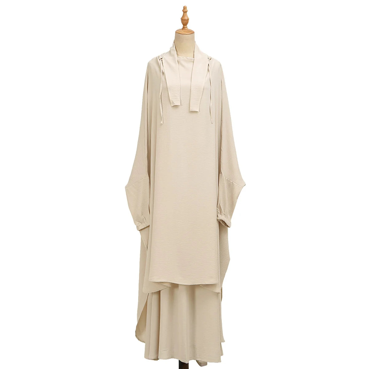 Two Piece Abaya for Woman Jilbab Prayer Set Batwing Hijab Dress Muslim Kimono Kaftan Robe Long Khimar Islam Cloth Jilbab Ramadan