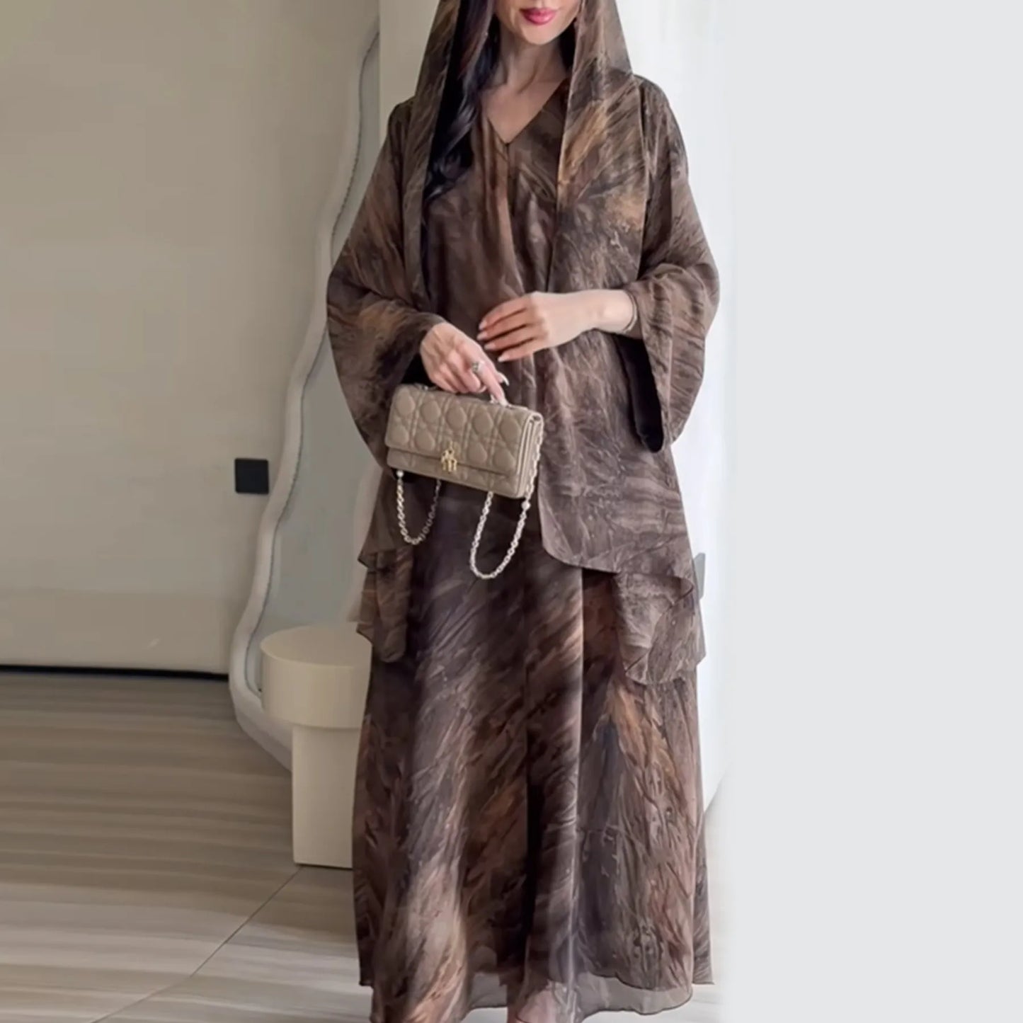 Eid Abaya for Women Print Cardigan Scarf Set Muslim Dresses Ramadan Morocco Dubai Jalabiya Kaftan Vestidos Arab Long Robe 2025