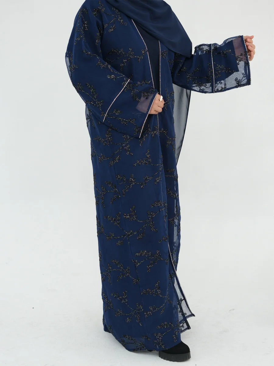 Muslim Women Dubai Abaya Luxury Embroidery Floral Long Dress Kimono Cardigan Kaftan Modest Robe Femme Islamic Clothing Kebaya