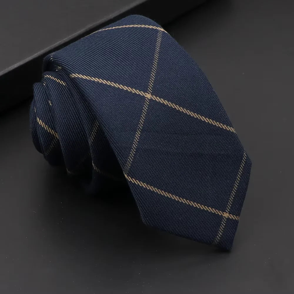 Classic Mens Solid Cotton Handmade 6cm Ties Striped Narrow Collar Slim Necktie Black Red Blue Formal Business Wedding Tie Gift