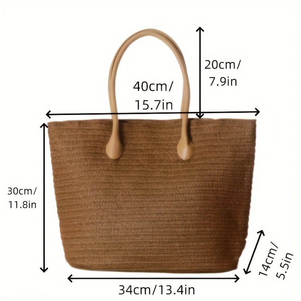 Handmade Straw Bag Summer Beach Travel For Women Ladies Wrapped Shoulder Top Handle Fashion Weaving Totes