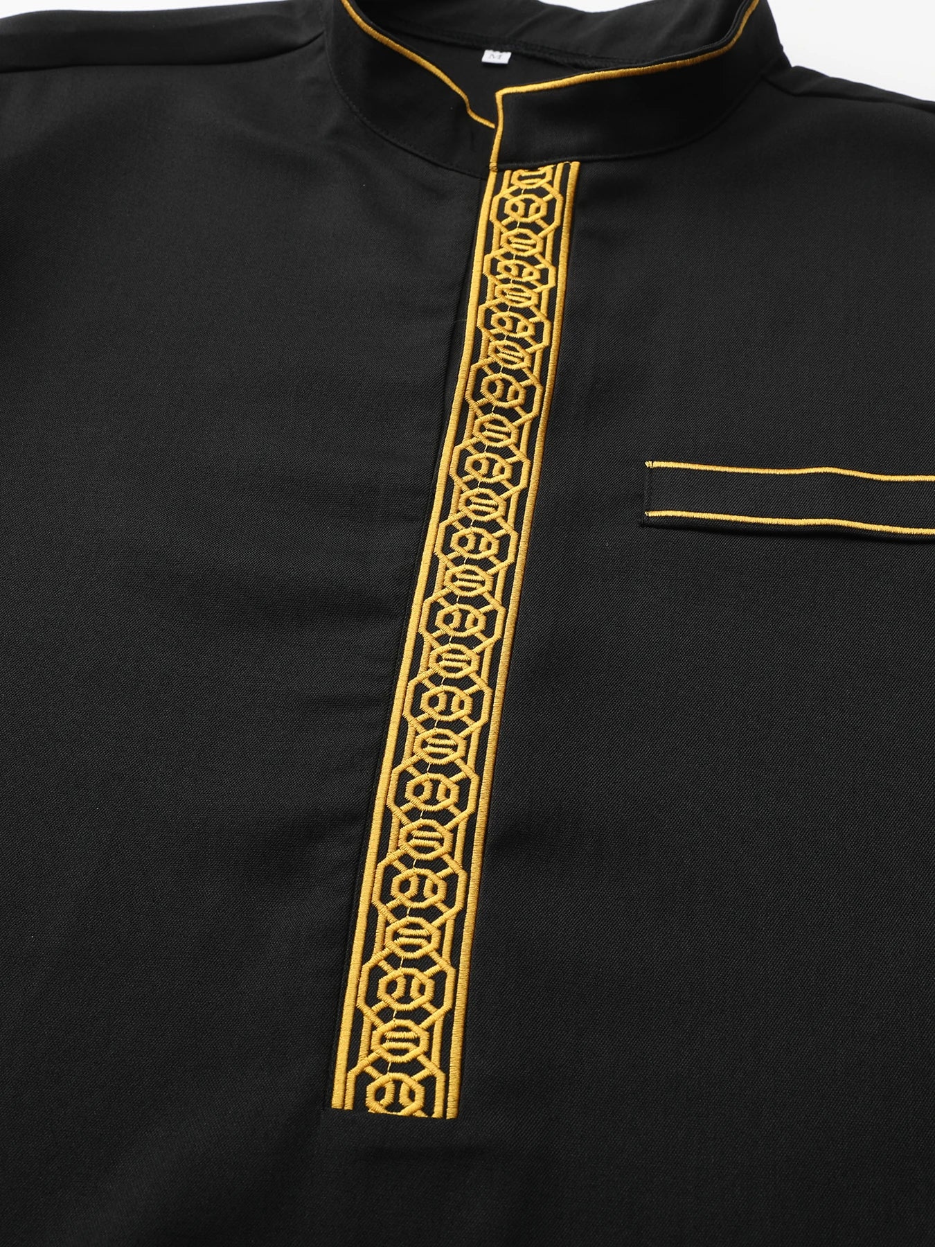 Long sleeve embroidered stand collar thobe, Muslim Arab men's robe