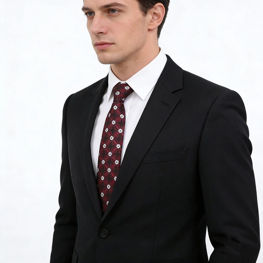 Men's 6cm Elegant Jacquard Weave Tie Vintage Embroidery Flower Rendering Pattern Necktie Business Wedding Party Accessories Gift