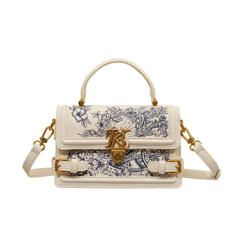 Women's handbag, handbag, women's 2024 new high-end texture summer designer single shoulder crossbody embroidered square bag