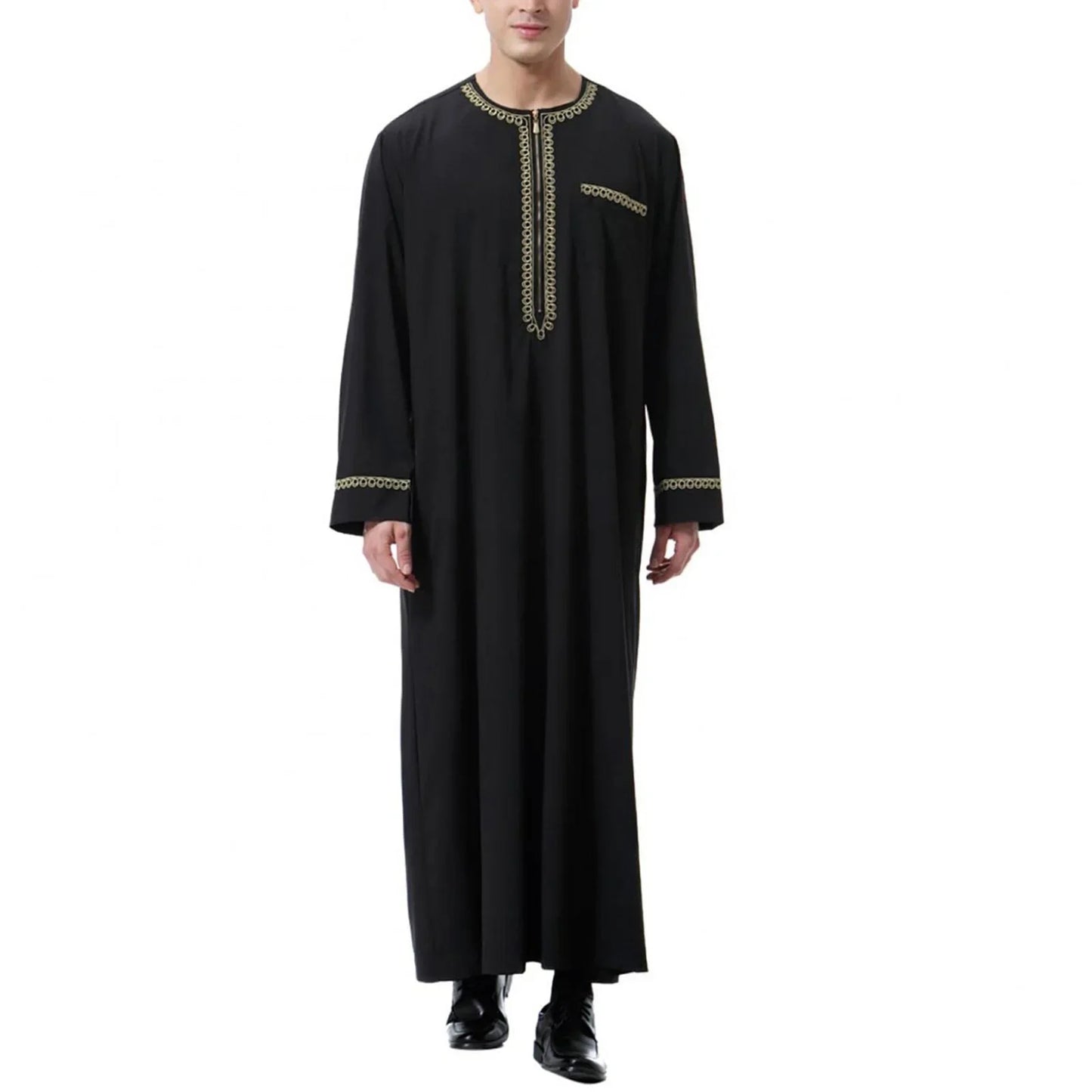 Muslim Men Jubba Thobe Print Zipper Kimono Long Robe Saudi Islamic Musulman Wear Clothing Abaya Caftan Islam Dubai Arab Dress