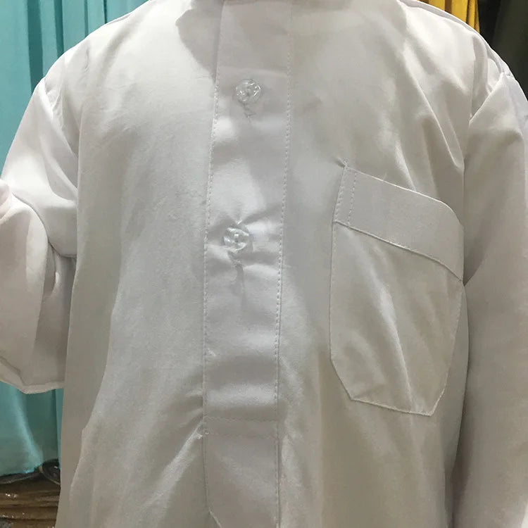 one cap for free Plain Thobe for Children (suit 95cm~155cm tall ) Jubba Soft Thawb Islamic Clothing Boy Robe