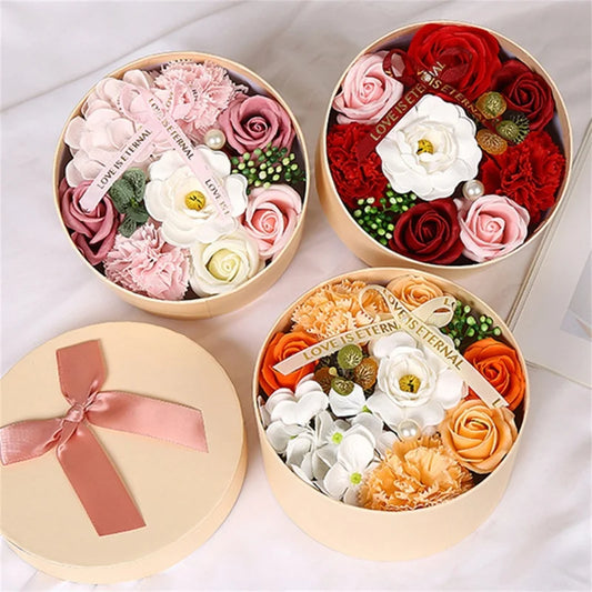 Soap Flower Box Floral Scented Bath Soap Rose Flower Petals Plant Essential Oil Flower Soap Set Mother Lover Birthday Gift Box